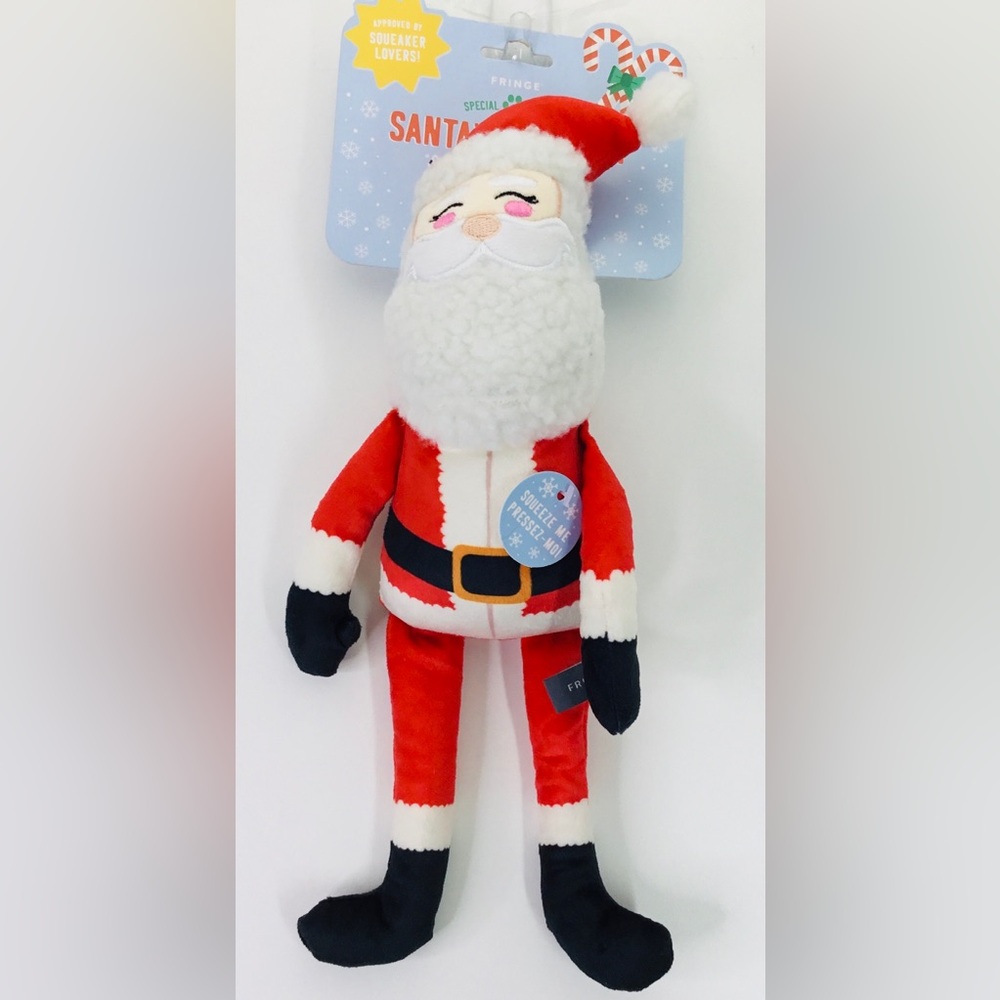 Squeaky Dog Toy Fringe Happy Holidays/Christmas - Santa Claus New
